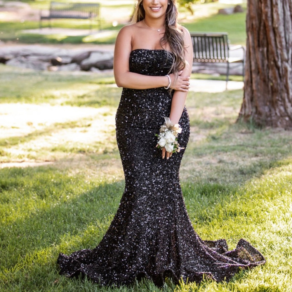 Black Sequin Prom Dress